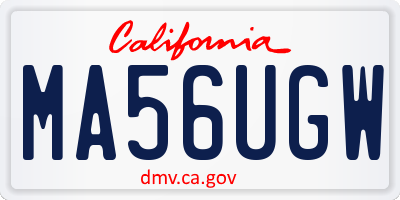 CA license plate MA56UGW