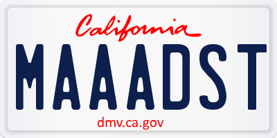 CA license plate MAAADST