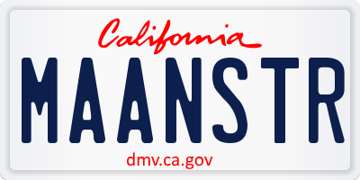 CA license plate MAANSTR