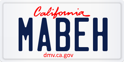 CA license plate MABEH