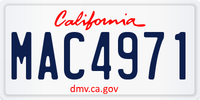 CA license plate MAC4971