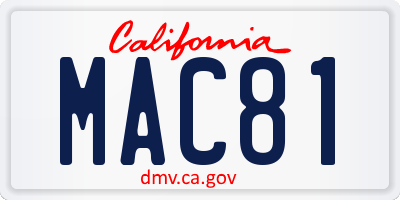 CA license plate MAC81