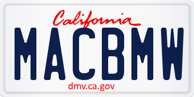 CA license plate MACBMW