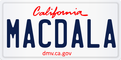 CA license plate MACDALA