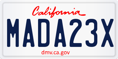 CA license plate MADA23X