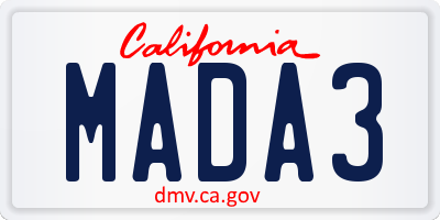 CA license plate MADA3