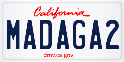 CA license plate MADAGA2