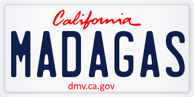 CA license plate MADAGAS