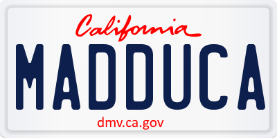 CA license plate MADDUCA