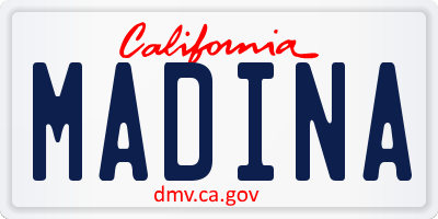 CA license plate MADINA