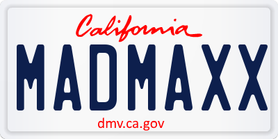 CA license plate MADMAXX