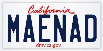 CA license plate MAENAD