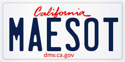 CA license plate MAESOT