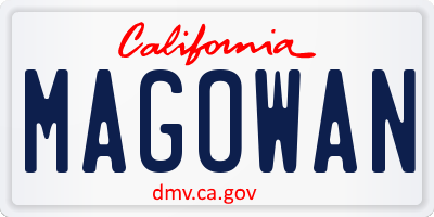 CA license plate MAGOWAN
