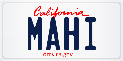 CA license plate MAHI