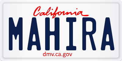 CA license plate MAHIRA