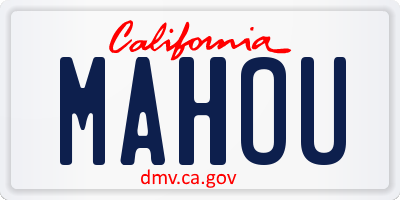 CA license plate MAHOU