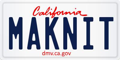 CA license plate MAKNIT