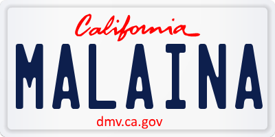 CA license plate MALAINA