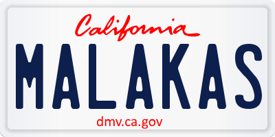 CA license plate MALAKAS