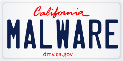 CA license plate MALWARE