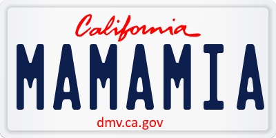 CA license plate MAMAMIA