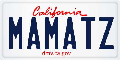 CA license plate MAMATZ