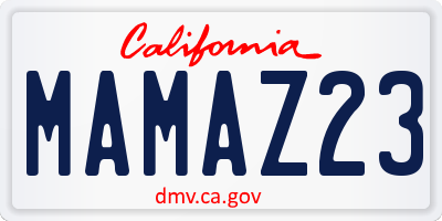 CA license plate MAMAZ23