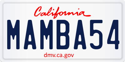 CA license plate MAMBA54