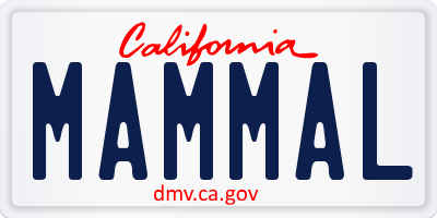 CA license plate MAMMAL