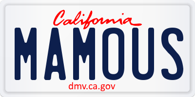 CA license plate MAMOUS