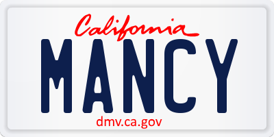 CA license plate MANCY