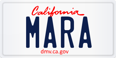 CA license plate MARA