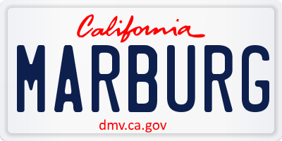 CA license plate MARBURG