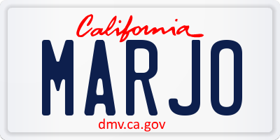 CA license plate MARJO