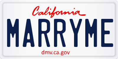 CA license plate MARRYME