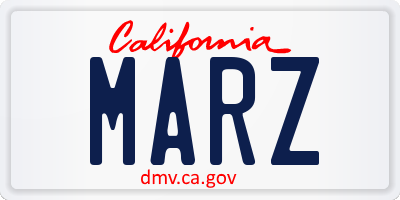 CA license plate MARZ