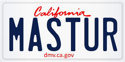 CA license plate MASTUR