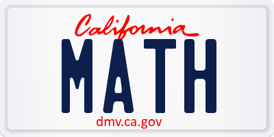 CA license plate MATH