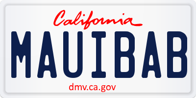 CA license plate MAUIBAB