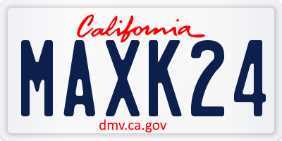 CA license plate MAXK24