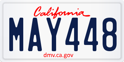 CA license plate MAY448