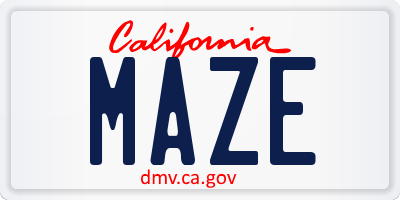 CA license plate MAZE