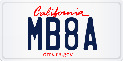 CA license plate MB8A