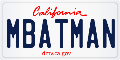 CA license plate MBATMAN