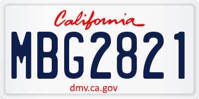 CA license plate MBG2821