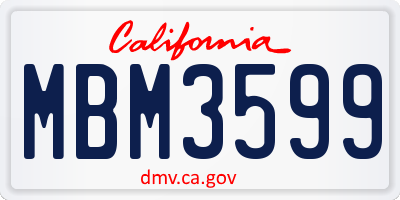 CA license plate MBM3599