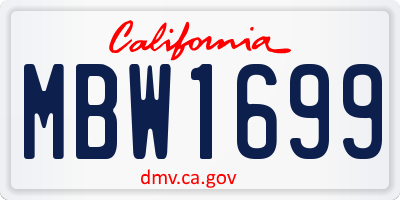 CA license plate MBW1699