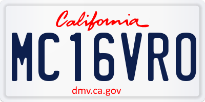 CA license plate MC16VRO