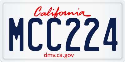 CA license plate MCC224